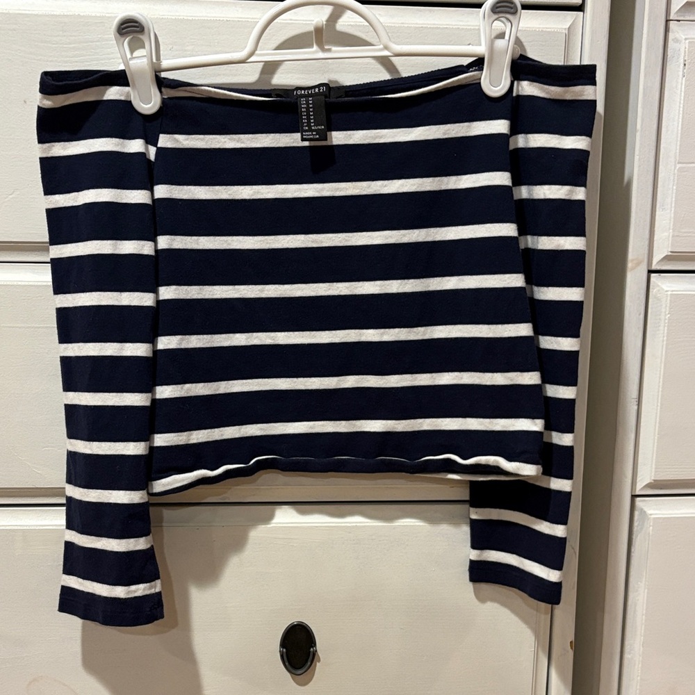 Forever 21 Navy and White Striped Top